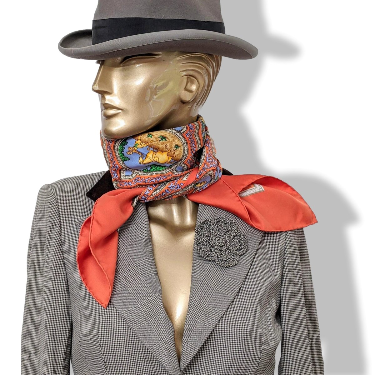 Hermes 2000 Coquelicot/Bleu QALAMDAN by Catherine Baschet Twill 90, Lovely in Box!