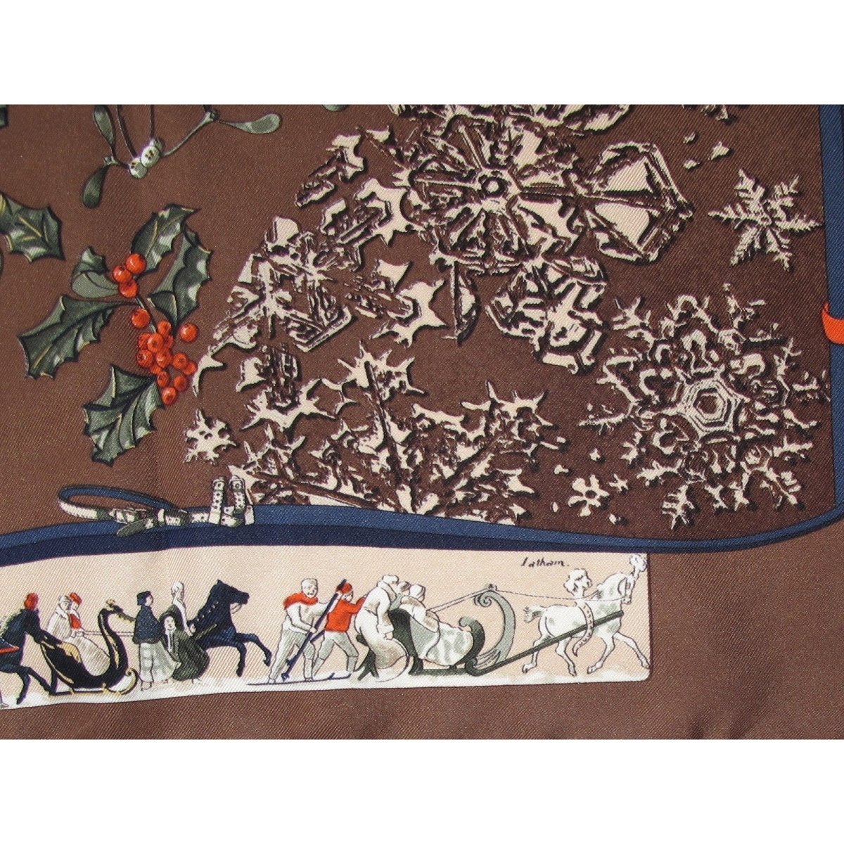 Hermes Neige d'Antan by Caty Latham Pocket Scarf Gavroche 45
