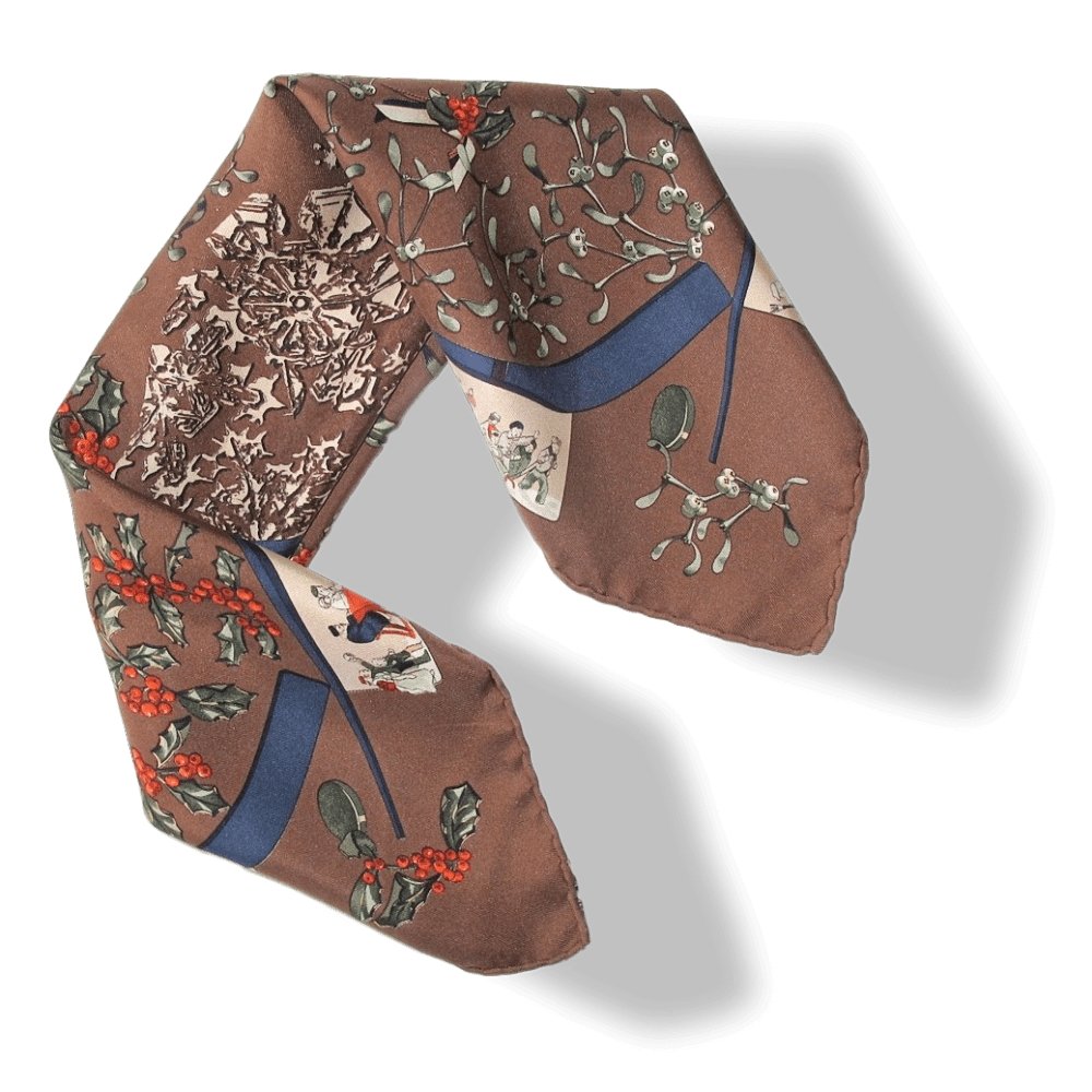 Hermes Neige d'Antan by Caty Latham Pocket Scarf Gavroche 45