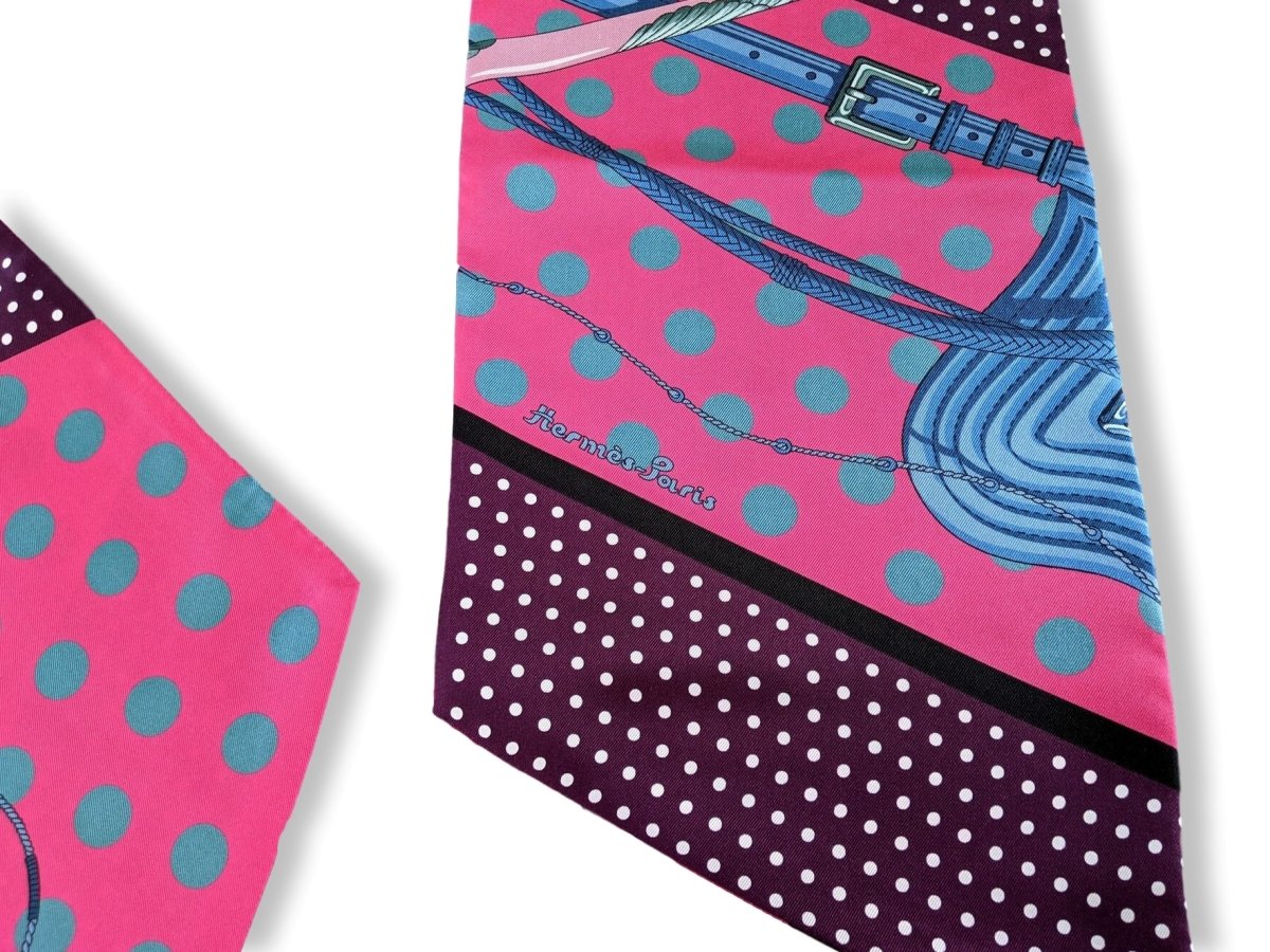 Hermes 2000s Fuchsia CLIC CLAC A POIS Maxi Twilly Scarf, New!