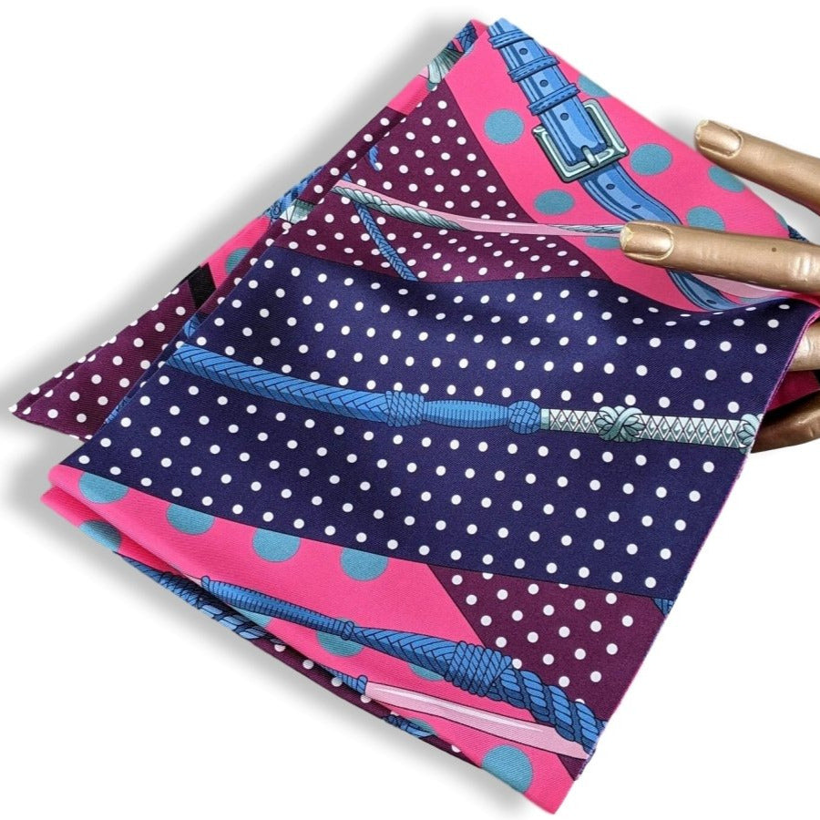 Hermes 2000s Fuchsia CLIC CLAC A POIS Maxi Twilly Scarf, New!