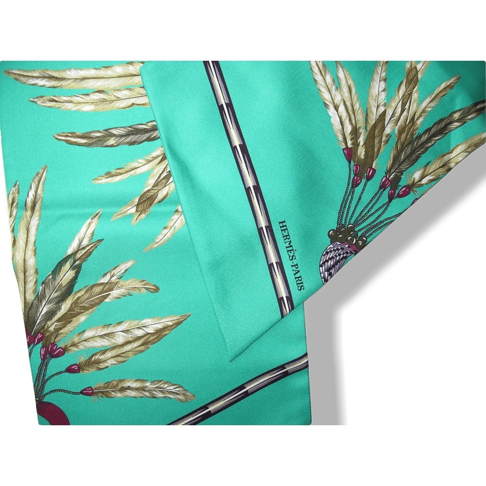 Hermes 2000s Geen Brazil Maxi Twilly Scarf