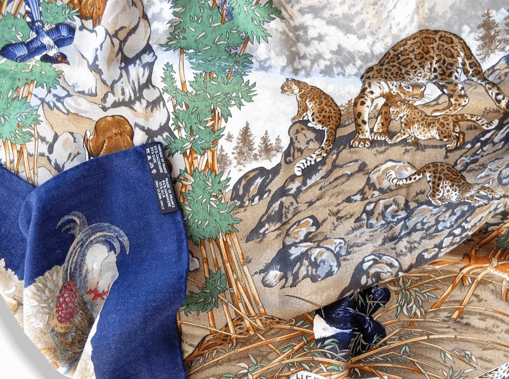 Hermes Sichuan by Robert Dallet Blanc Matte Overlay Cashmere 90