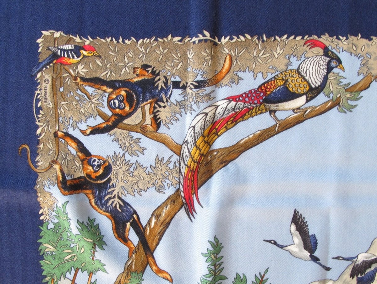 Hermes Sichuan by Robert Dallet Blanc Matte Overlay Cashmere 90