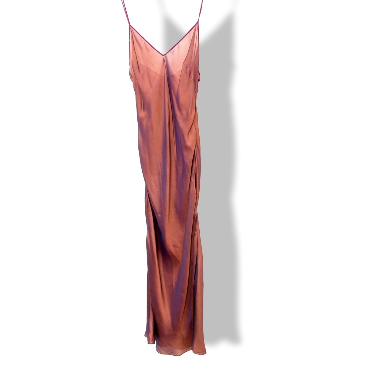 Hermes 2000s Orange/Rose Changeante SPLENDEUR DES MAHARAJAS Old Parchment Effect Mousseline Dress, RARE!