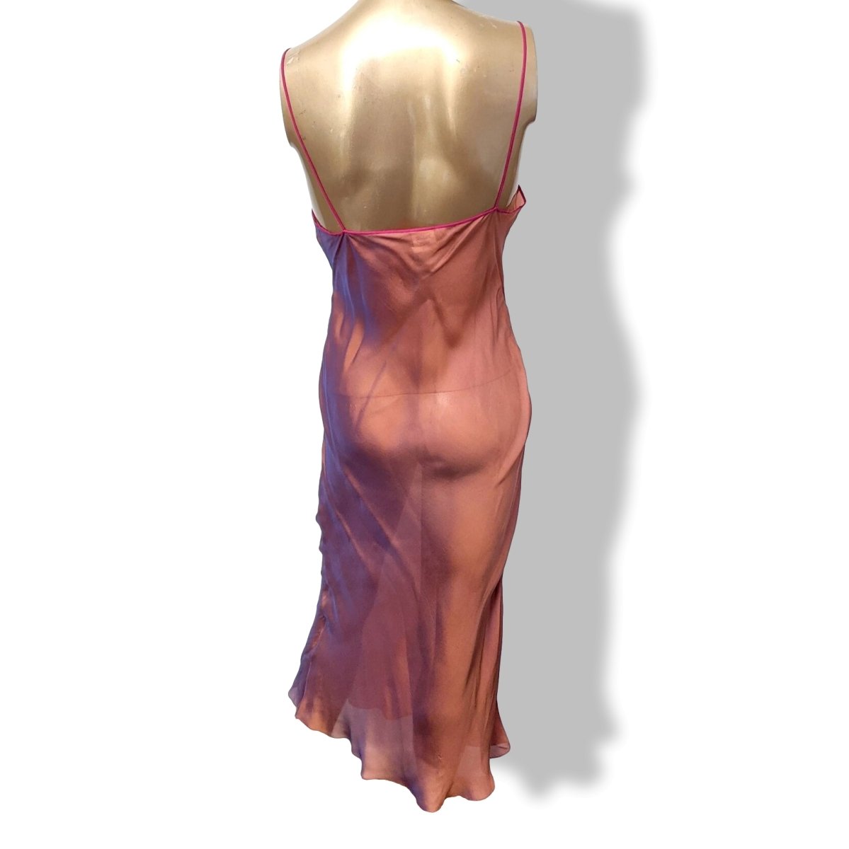 Hermes 2000s Orange/Rose Changeante SPLENDEUR DES MAHARAJAS Old Parchment Effect Mousseline Dress, RARE!