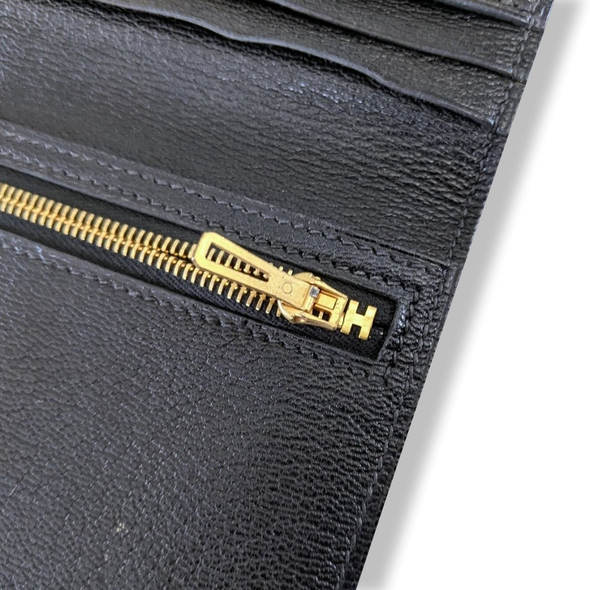 Hermes 2001 Black Lizard BEARN Wallet GHW