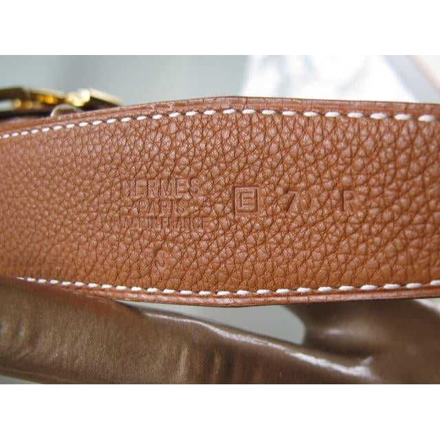 Hermes 2001 Black/Fauve/Gold H Reversible Belt Sz70