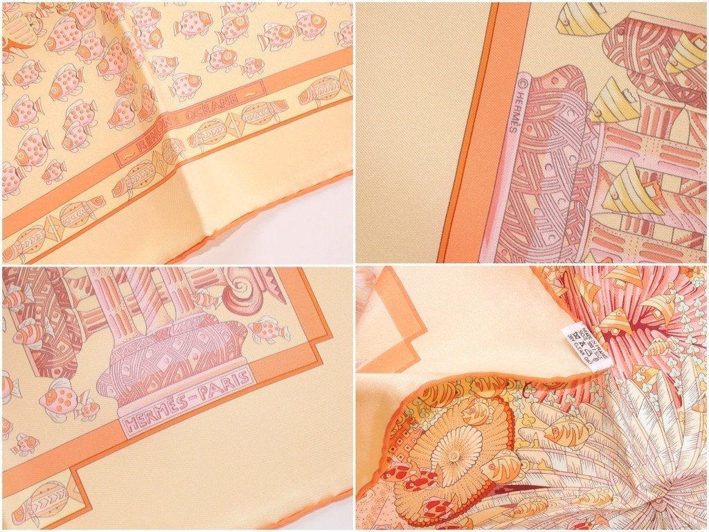 Hermes 2001 cw12 Light Coral/Corail Rencontre Oceane Twill 90, New! - poupishop