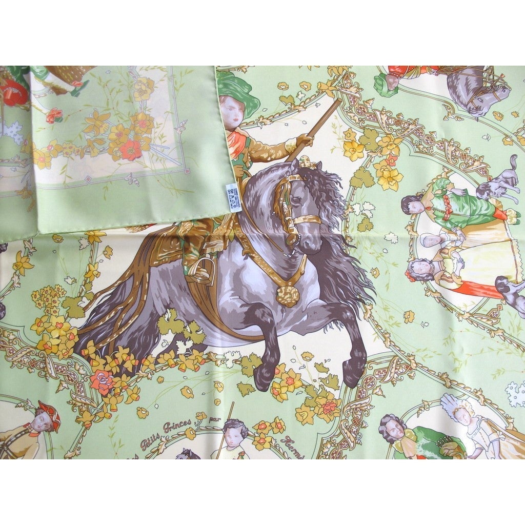 Hermes 2001 Pistachio Les Petits Princes Twill 90, Box! - poupishop