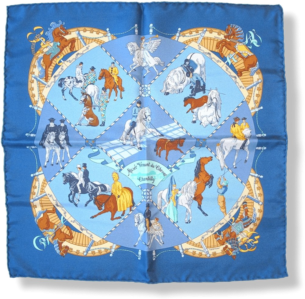 Hermes Musee Vivant du Cheval Chantilly Gavroche Pocket Scarf Twill 42