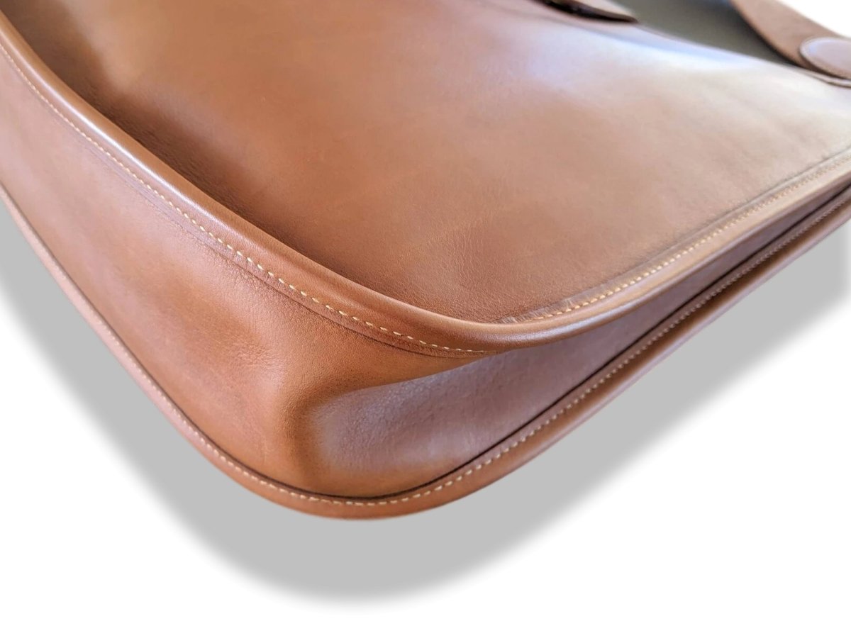 Hermes 2002 Fauve Barenia Leather EVELYNE PM Shoulder Bag GHW, Superb!