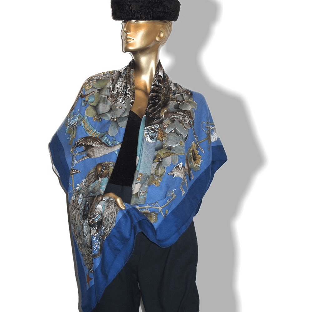 Hermes Faune et Flore du Texas Cashmere Shawl 140