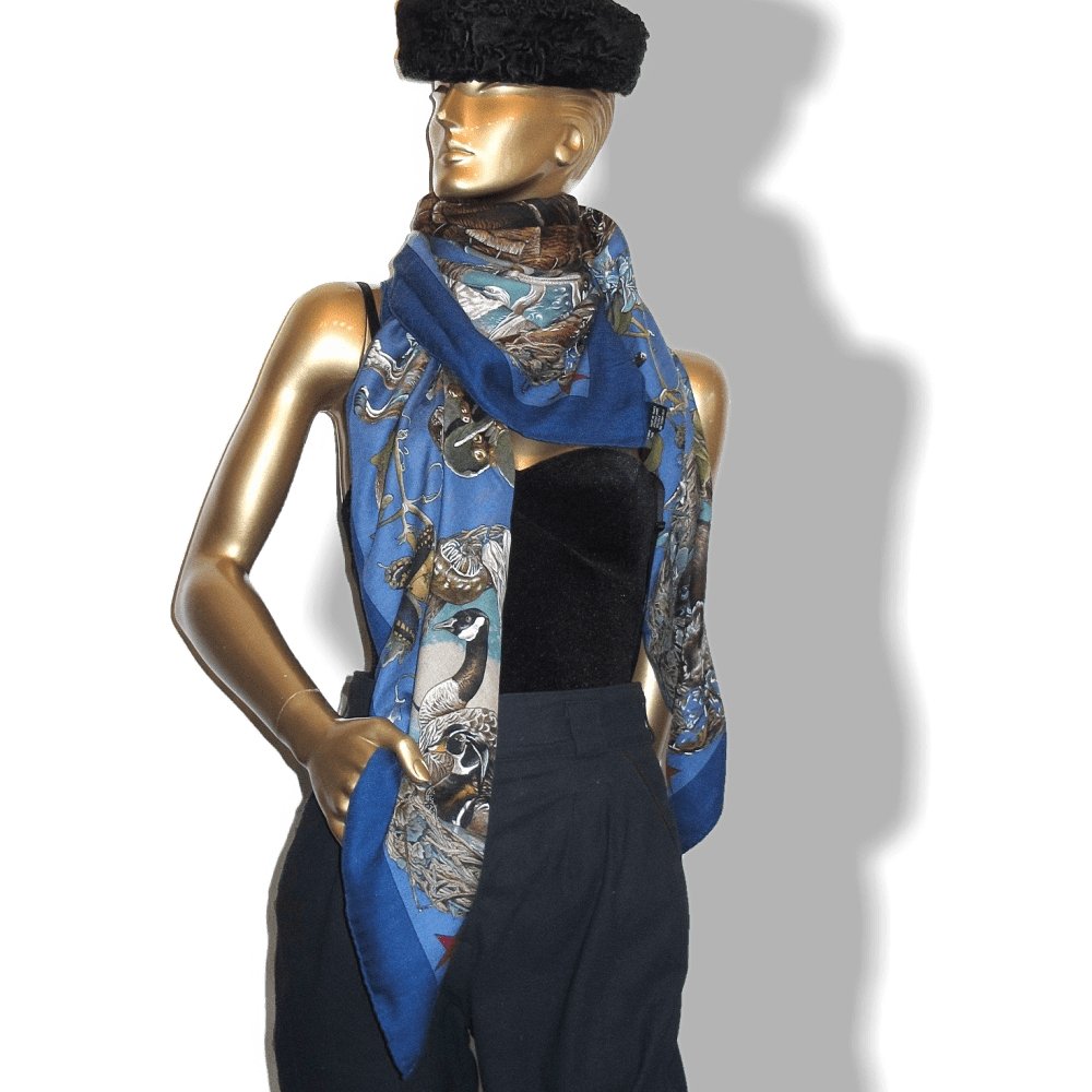 Hermes Faune et Flore du Texas Cashmere Shawl 140