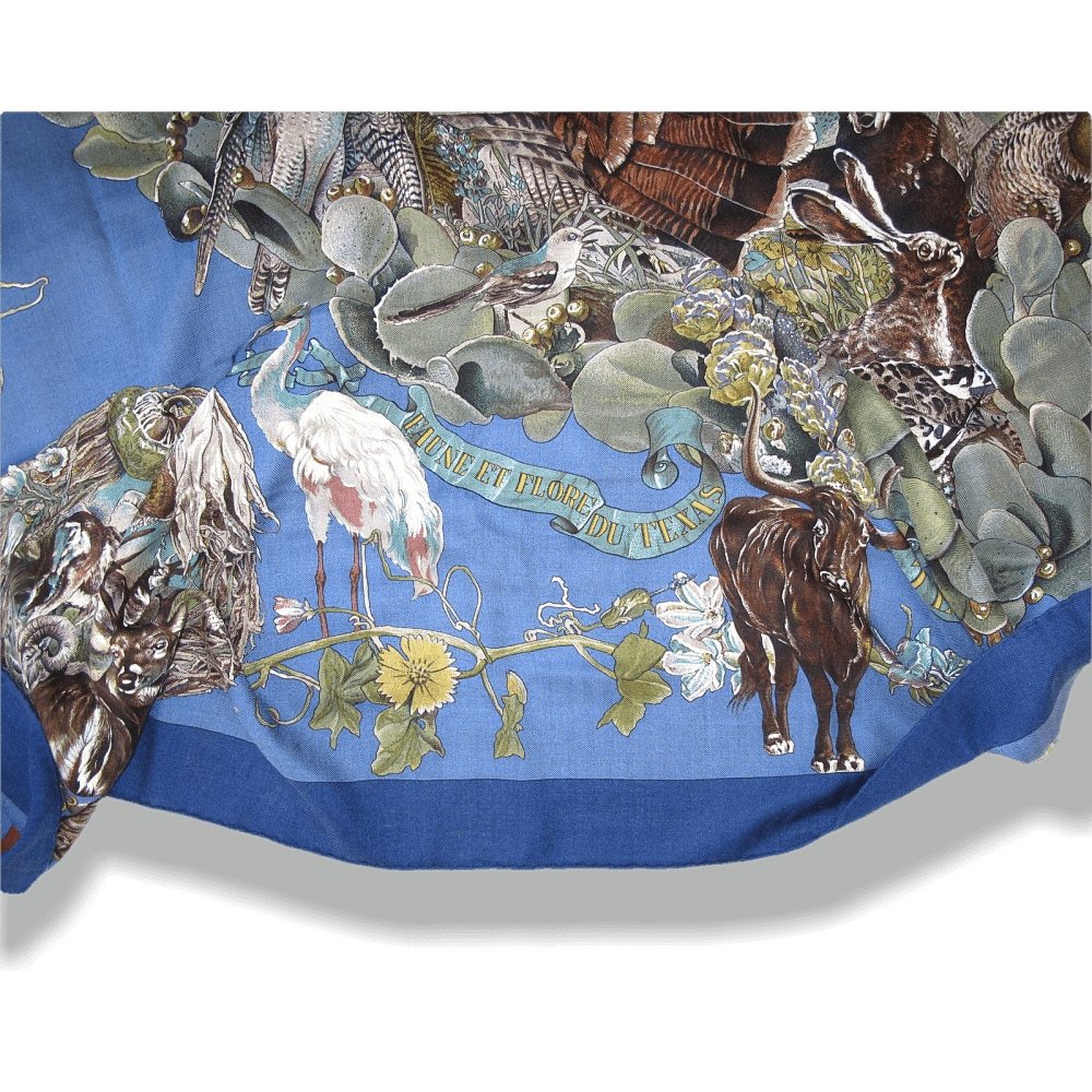 Hermes Faune et Flore du Texas Cashmere Shawl 140