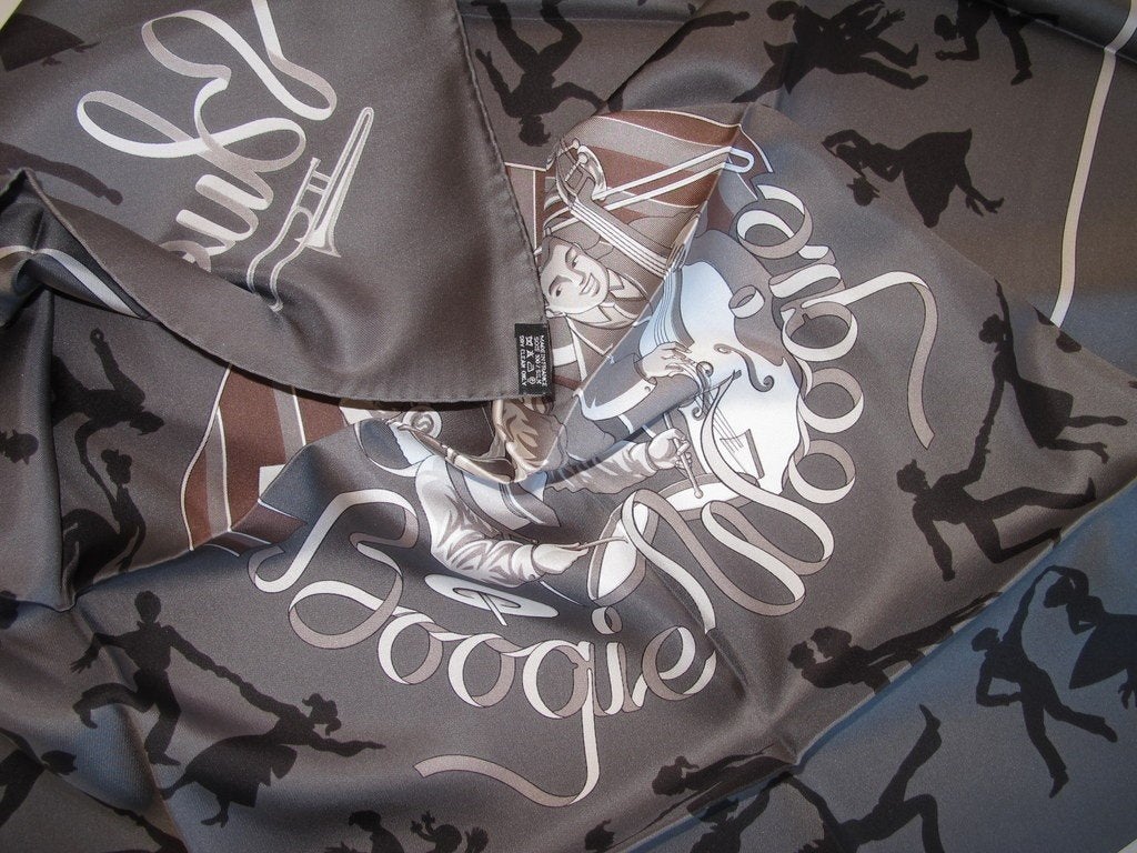 Hermes 2003 Grey Black cw02 Boogie Woogie Twill 90 New!