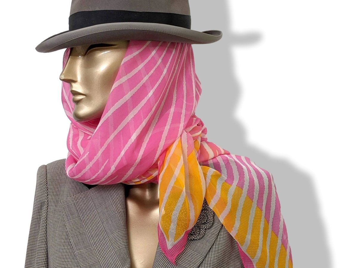 Hermes 2003 Fuchsia/Orange/Blanc Soleil by Fred Rawyler Mousseline 140 cm, Mint!