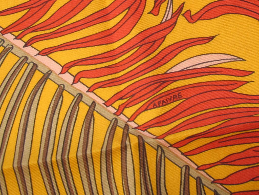 Hermes 2003 Orange Gardiens des Arbres Annie Faivre Cotton 70