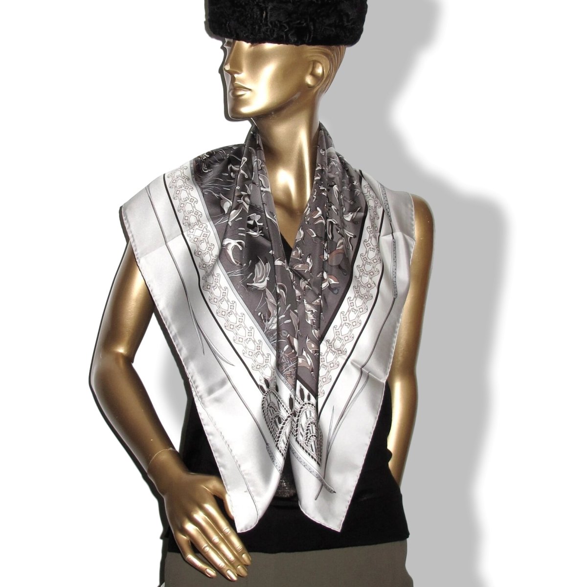 Hermes 2003 Sepia/Grey Birds LIBRES COMME L'AIR by Annie Faivre, New!