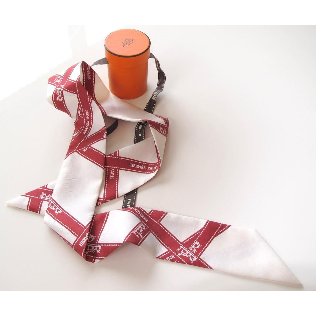 Hermes 2003 White Red Bolduc Twilly New in Box!
