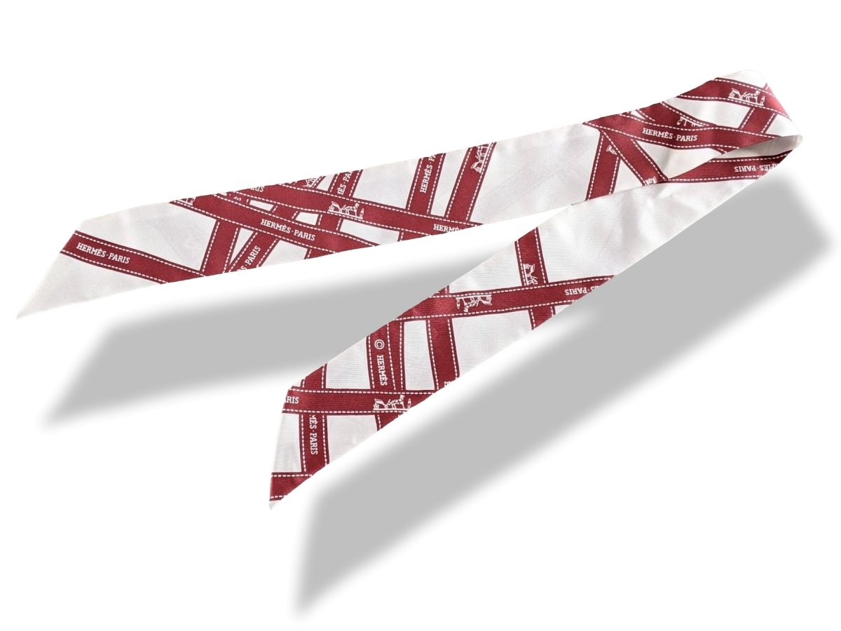 Hermes 2003 White/Red Bolduc Twilly, Box!
