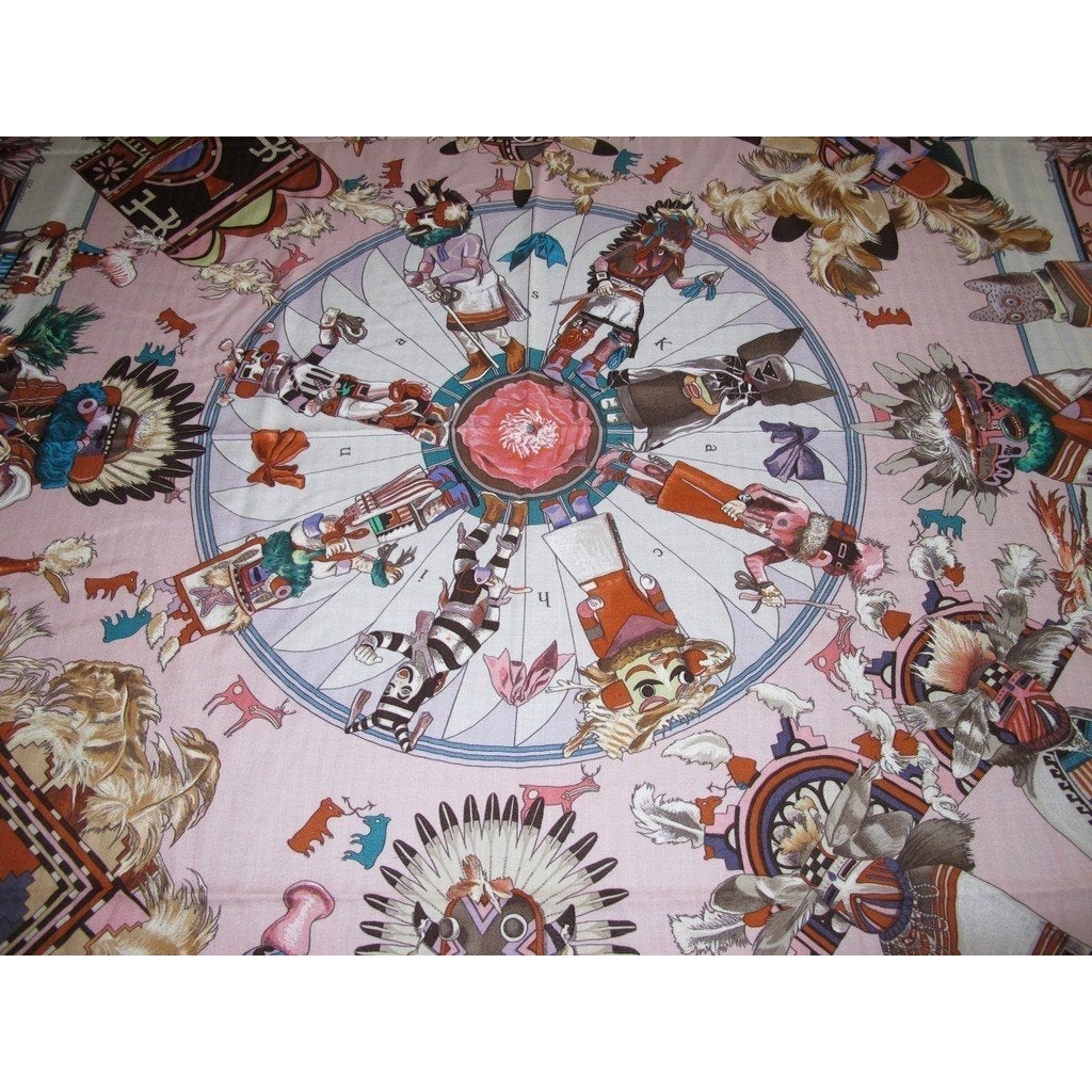 Hermes 2004 Baby Pink Kachinas Shawl Rare Bo