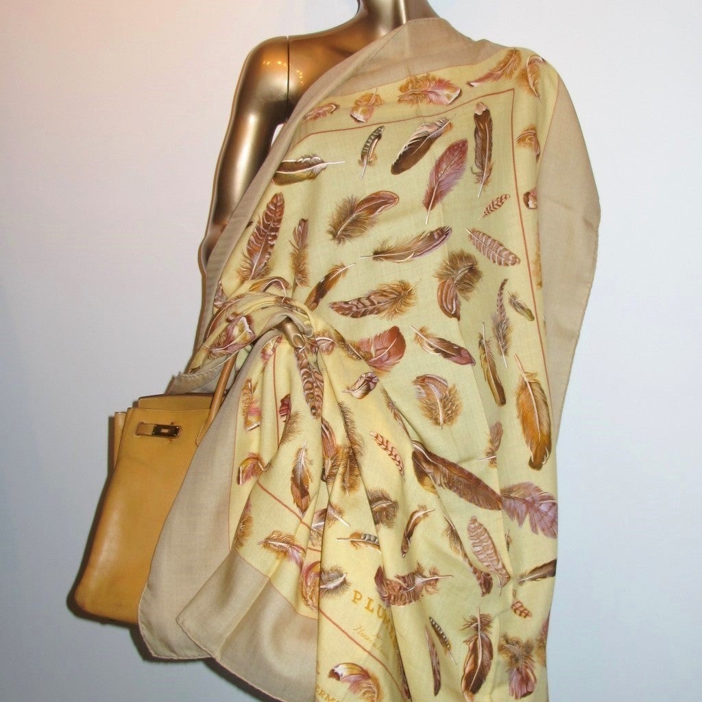 Hermes PLumes cashmere shawl