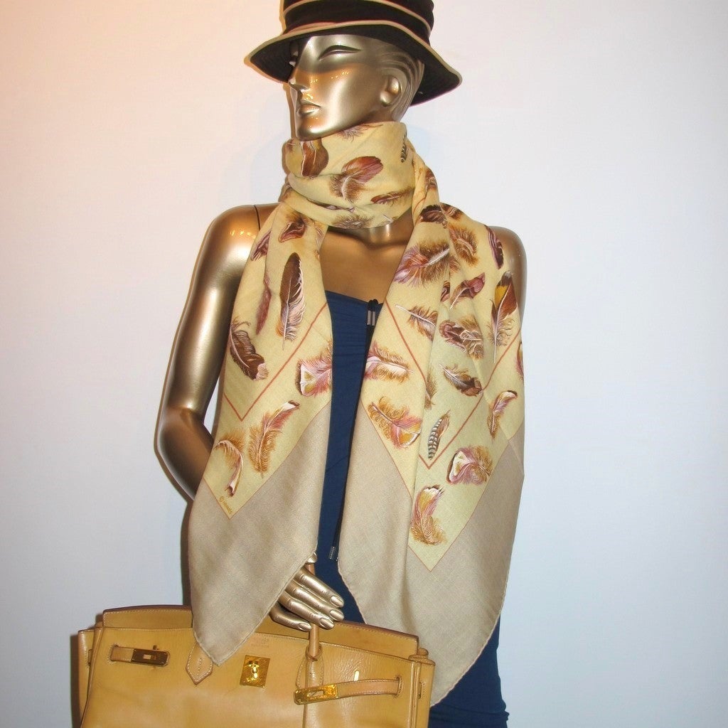 Hermes PLumes cashmere shawl