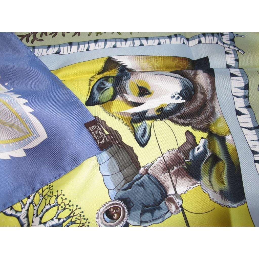 Hermes 2004 Blue/Yellow La Vie du Grand Nord Twill 90, New! - poupishop