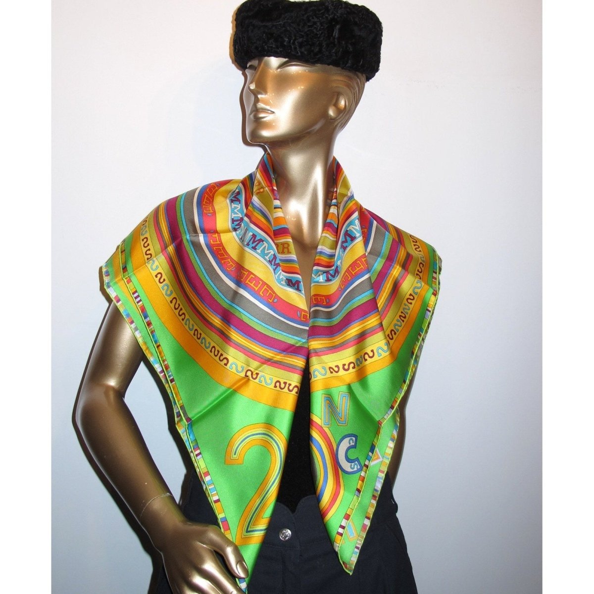 Hermes 2004 Green/Orange/Blue Tohu Bohu Twill 90, New with Misprint! - poupishop