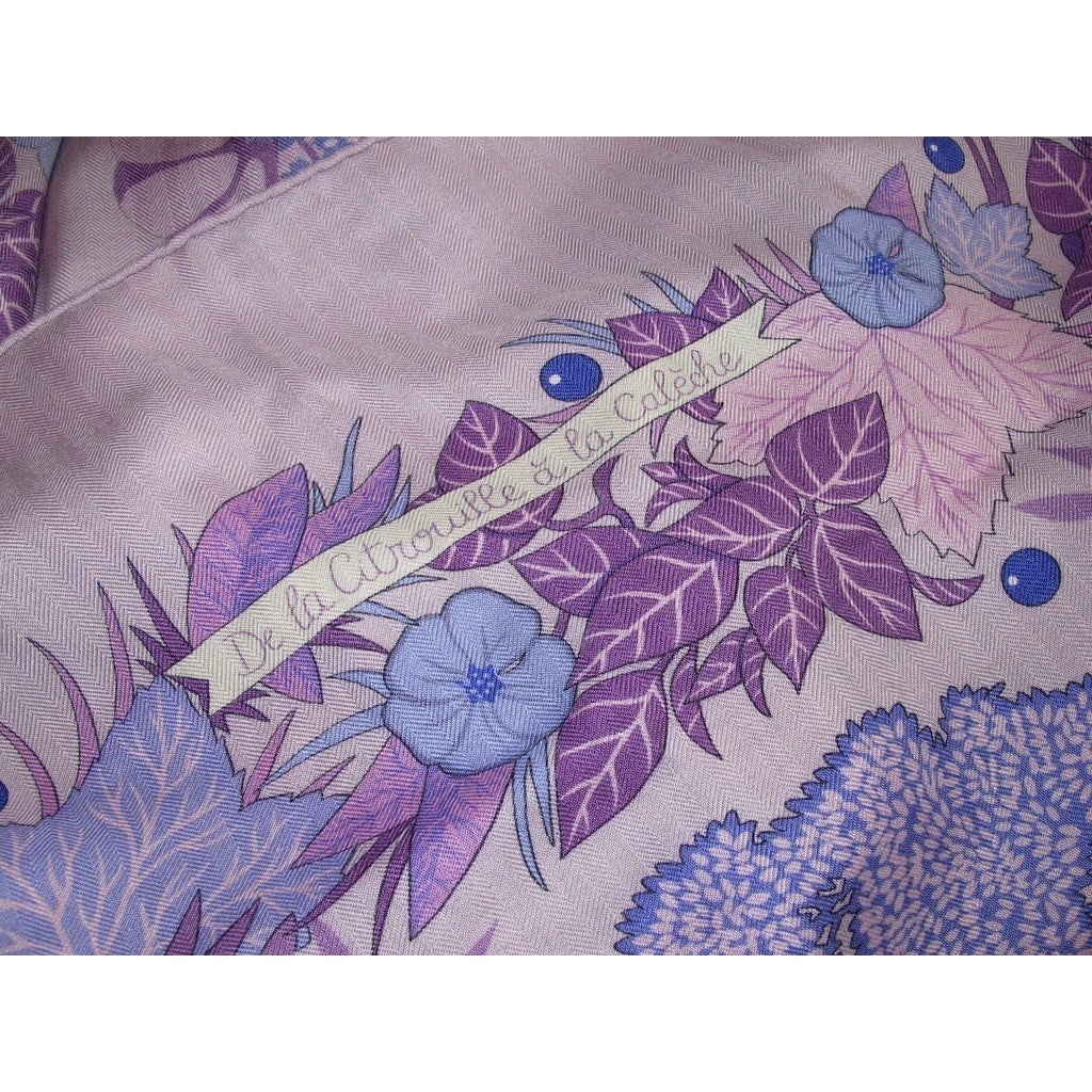 Hermes 2004 Lilas/Lavande/Rose De la Citrouille a la Caleche Cashmere Shawl 140 - poupishop
