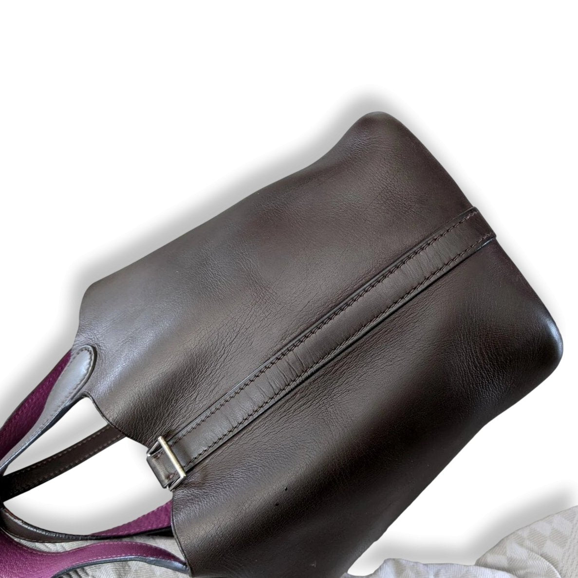 Hermes 2004 Two-Tone Ebene Barenia/Rose Chevre Mysore PICOTIN PM Hand Tote Bag