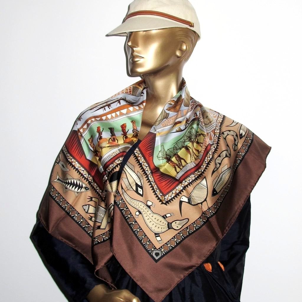 Hermes 2005 Chocolat Vert Vie du Fleuve Twill 90 New!