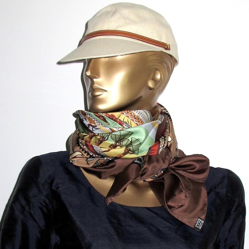Hermes 2005 Chocolat Vert Vie du Fleuve Twill 90 New!