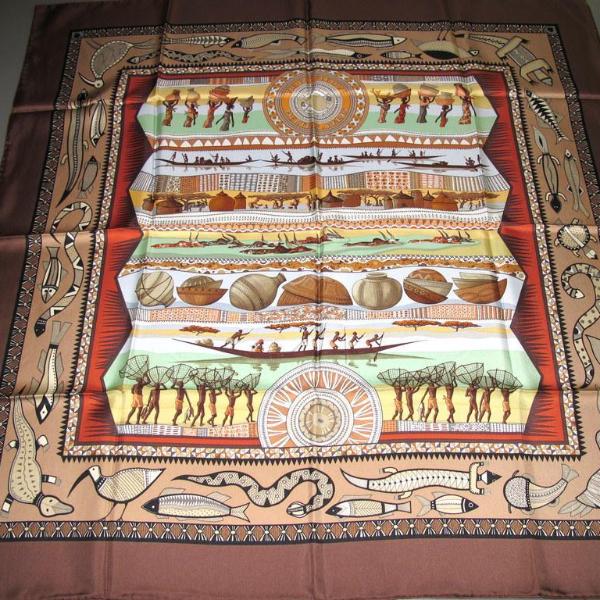 Hermes 2005 Chocolat Vert Vie du Fleuve Twill 90 New!