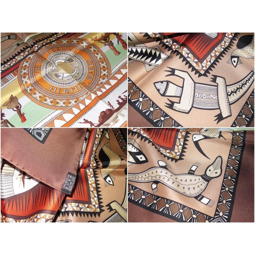 Hermes 2005 Chocolat Vert Vie du Fleuve Twill 90, New! - poupishop