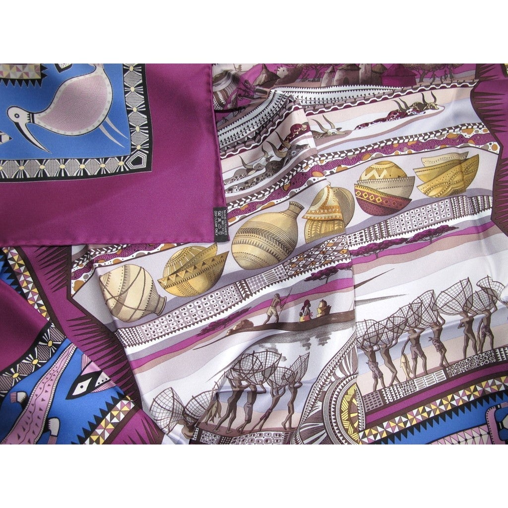 Hermes 2005 cw03 Violet/Bleu/Gris Vie du Fleuve Twill 90, New! - poupishop