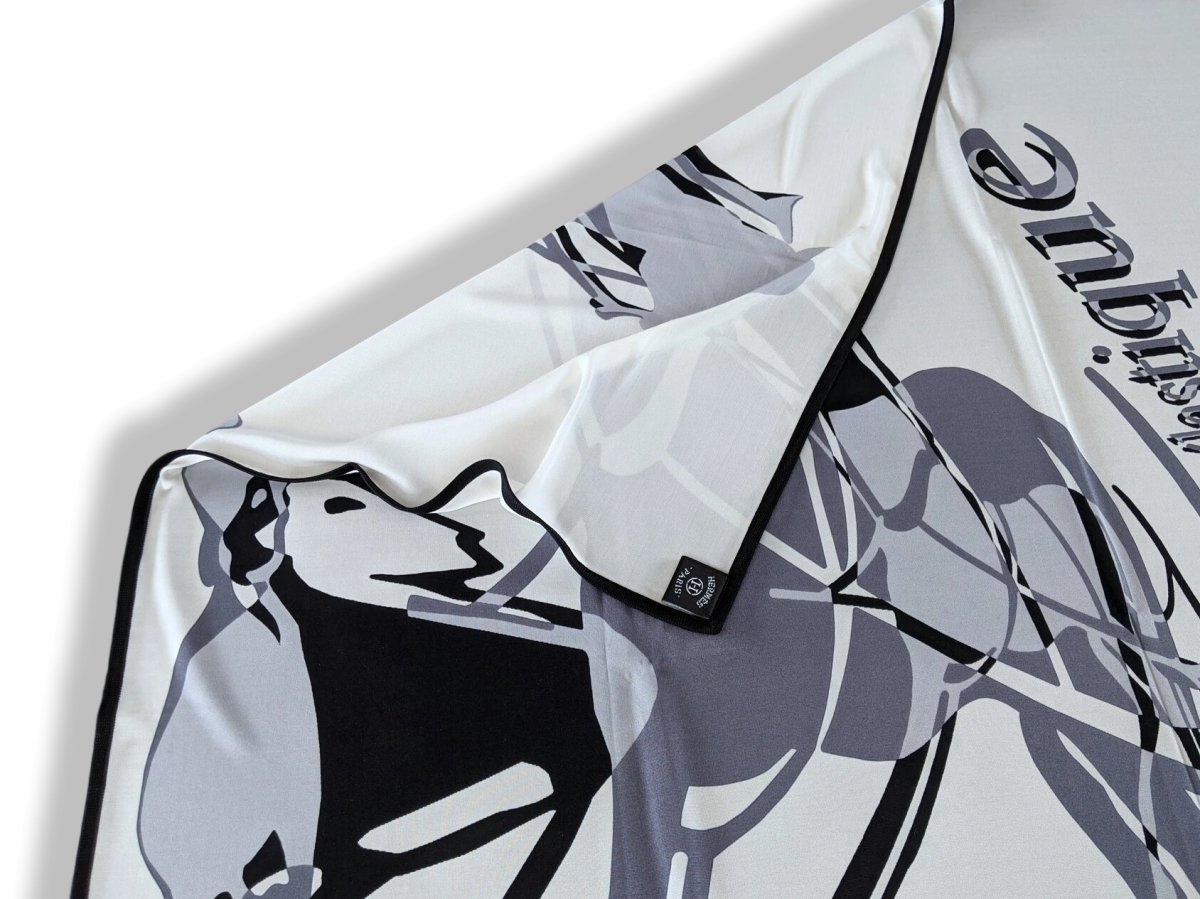Hermes 2006 Blanc/Gris/Noir CALECHE ELASTIQUE by Bali Barret Jersey Fluide 90, New!
