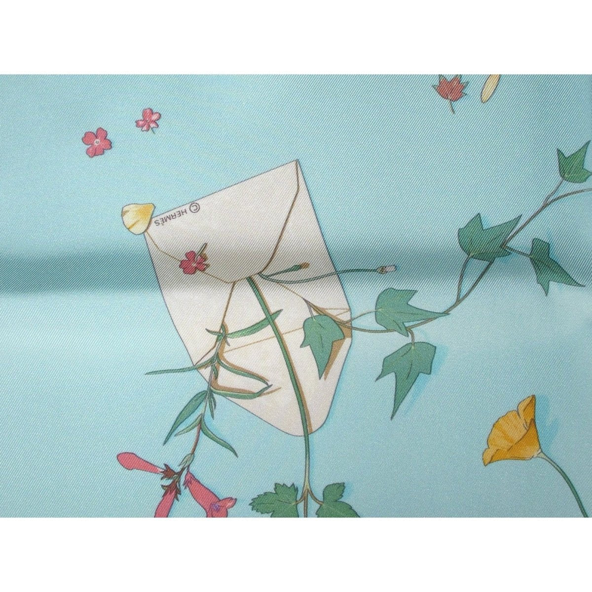 Hermes 2006 Ciel Des Fleurs Pour Le Dire by Leigh P. Cooke Gavroche Pocket Scarf 42cm, NIB! - poupishop