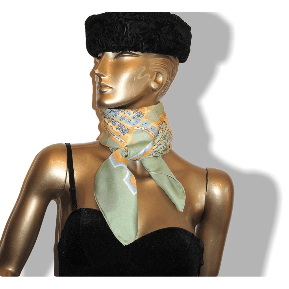 Hermes 2006 Green Les Amoureux de Paris by Maurice Tranchant Twill Scarf 90cm - poupishop