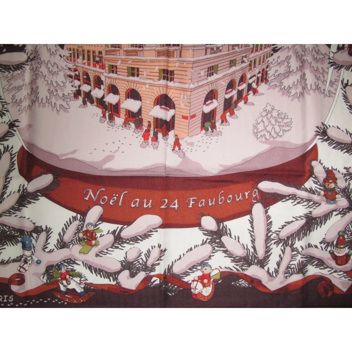 Hermes 2006 Lie de Vin Pink Noel au 24 Faubourg by Dimitri Rybaltchenko Cashmere 90cm, Grail in Box! - poupishop