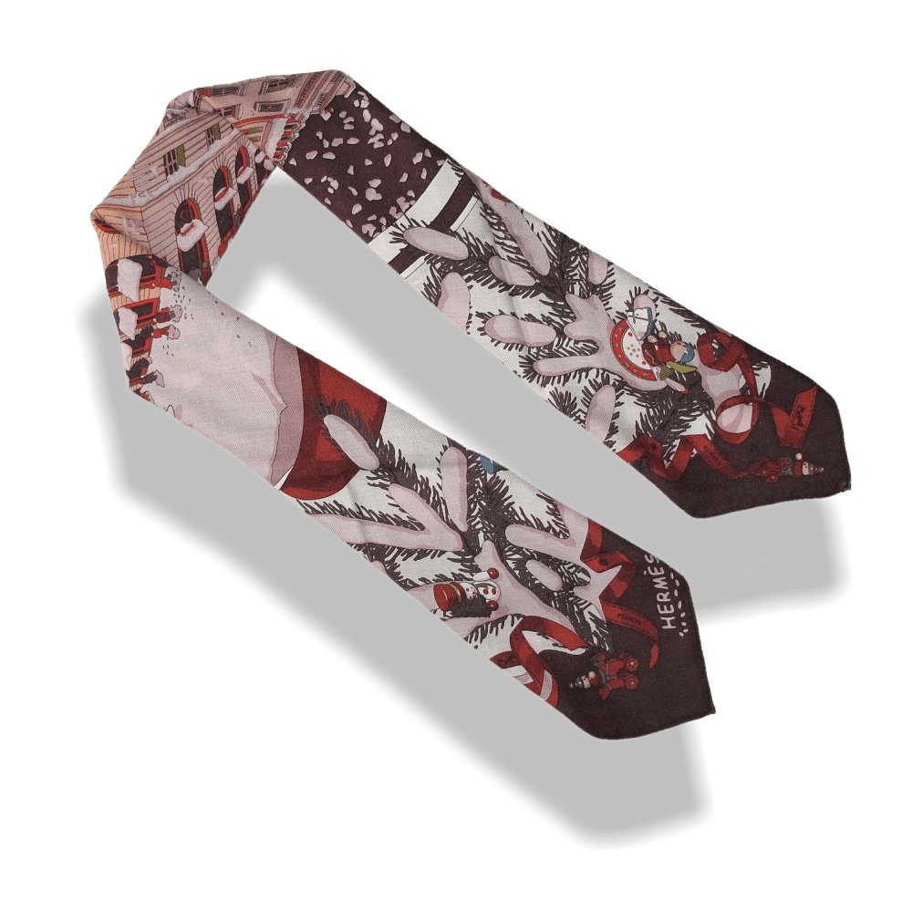 Hermes 2006 Lie de Vin Pink Noel au 24 Faubourg by Dimitri Rybaltchenko Cashmere 90cm, Grail in Box! - poupishop