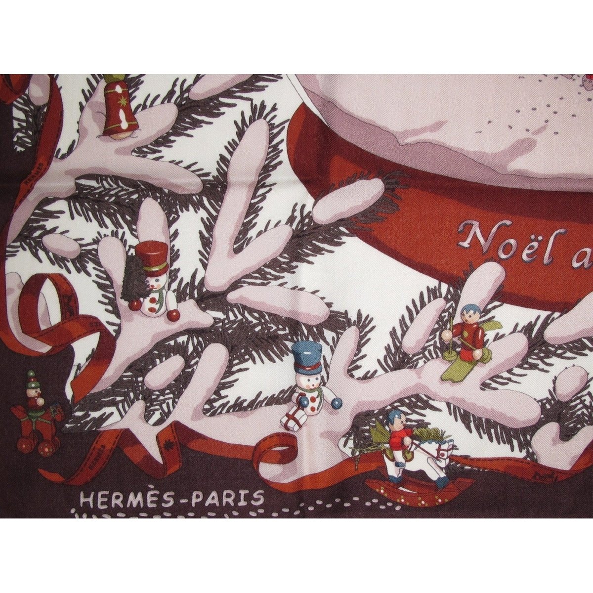 Hermes 2006 Lie de Vin Pink Noel au 24 Faubourg by Dimitri Rybaltchenko Cashmere 90cm, Grail in Box! - poupishop