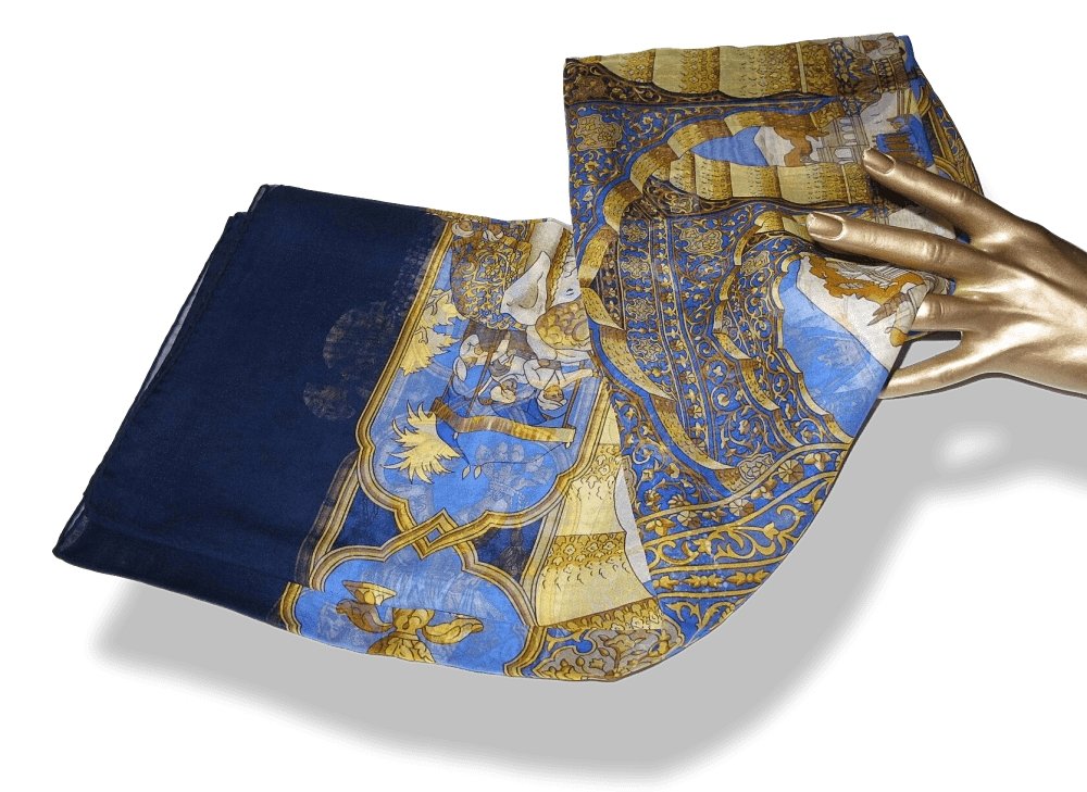 Hermes 2006 Navy Gold Splendeur des Maharajas Mousseline 140, NIB! - poupishop
