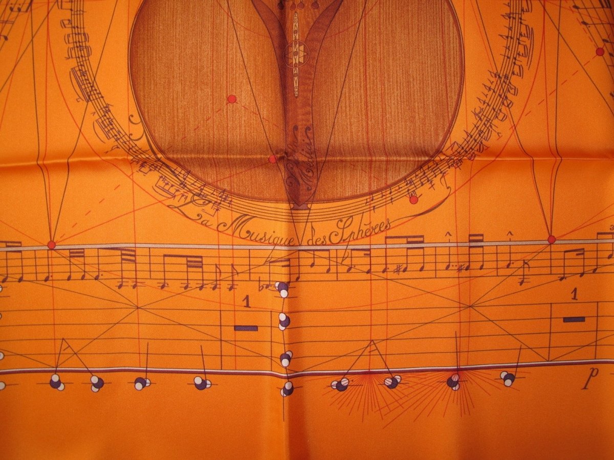 Hermes 2006 Orange Brown Musique des Spheres Twill 90cm, New! - poupishop