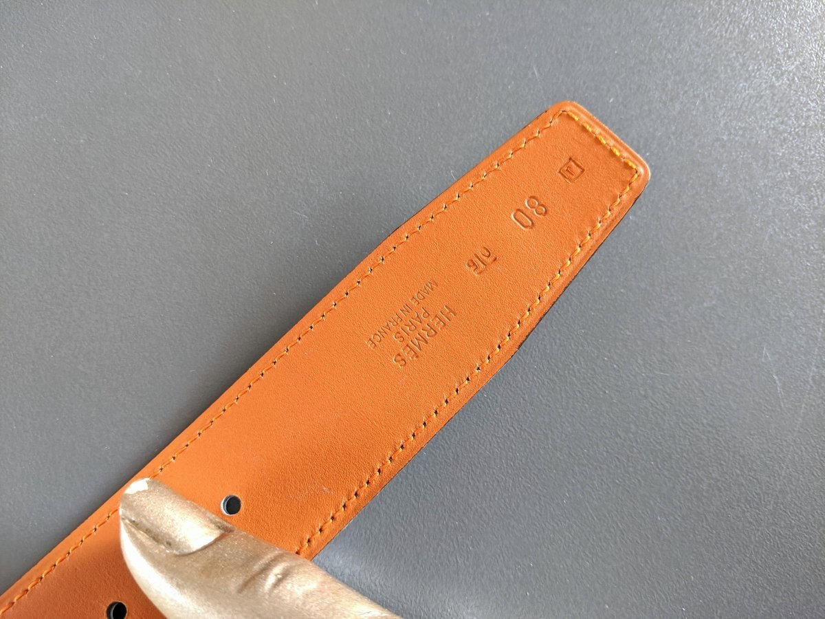 Hermes 2006 Orange/White Reversible Leather Strap Belt 32 MM Sz80, NIB! - poupishop