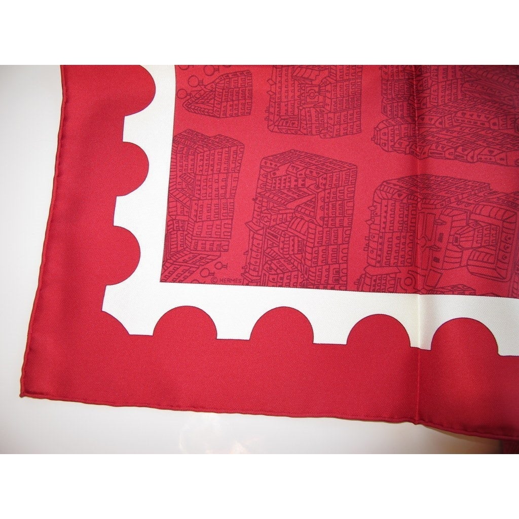 Hermes 2006 Red/White De Passage a Paris Twill 90cm, New! - poupishop