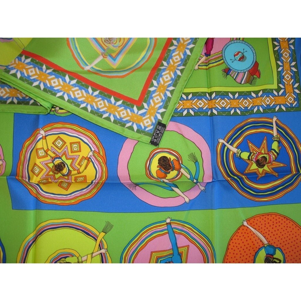 Hermes 2007 Apple Green Belles du Mexique Twill 90cm, New! - poupishop