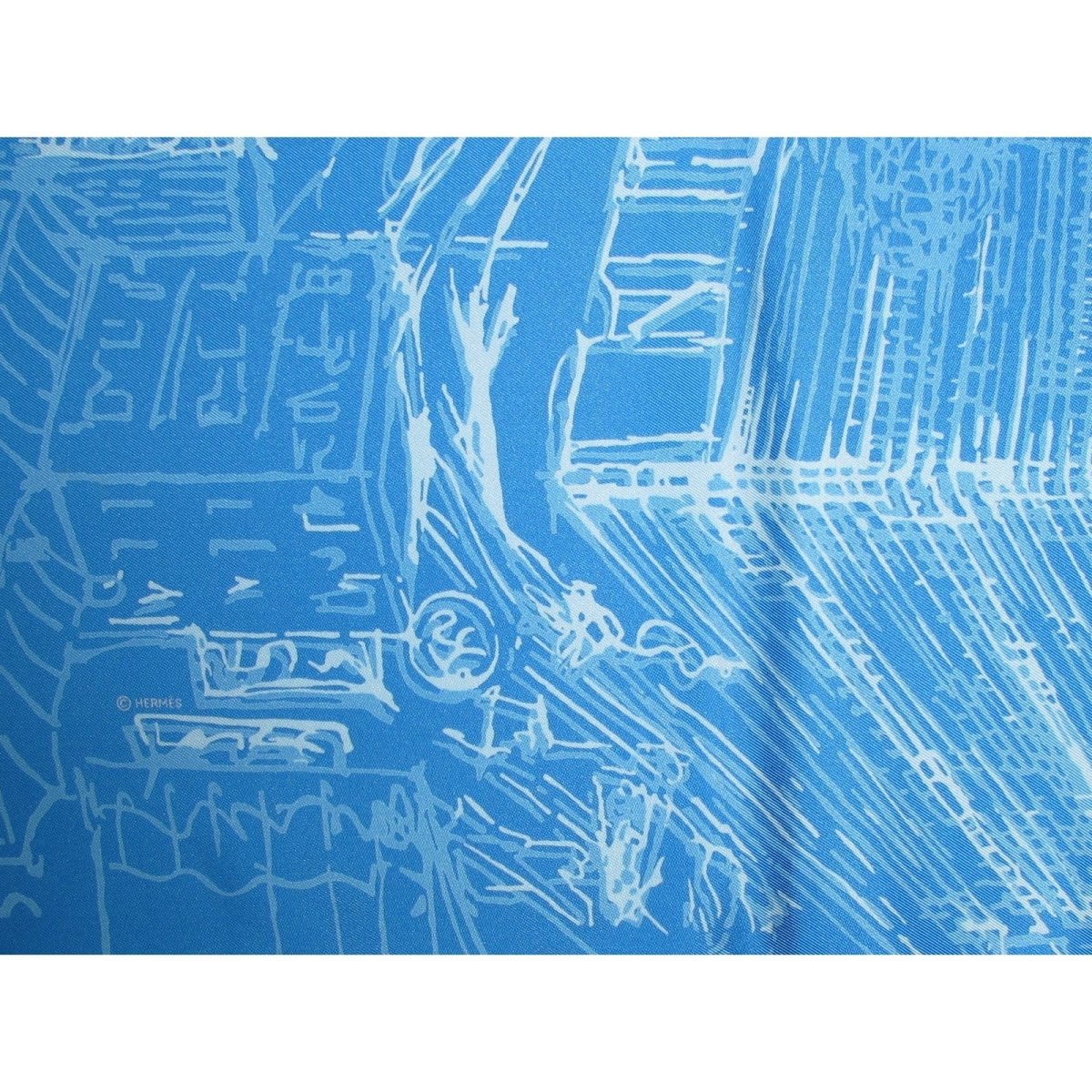 Hermes 2007 Blue White De Passage a Tokyo Opening Store Twill 90cm, Limited in Box! - poupishop
