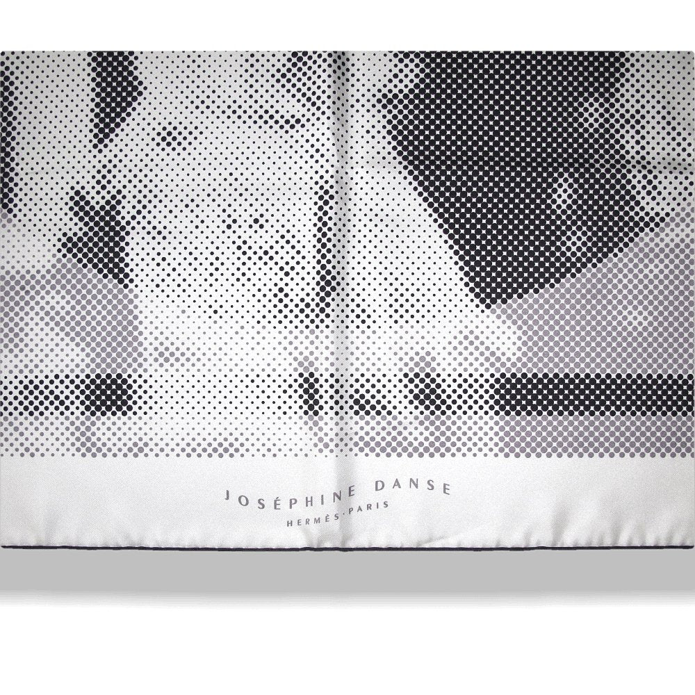 Hermes 2007 B/W Josephine Danse Digitally created by Cyrille Diatkine Twill scarf, New! - poupishop